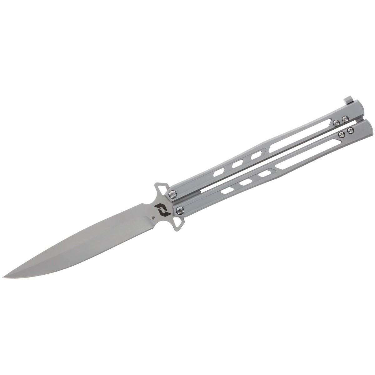 Schrade Alkymest Alpha Class Butterfly Knife 4" D2 Steel Blade Silver