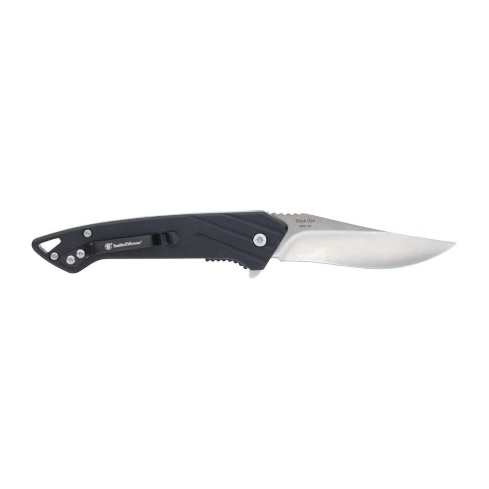 Smith & Wesson Black Ops 3" Recurve Blade Folding Knife Black