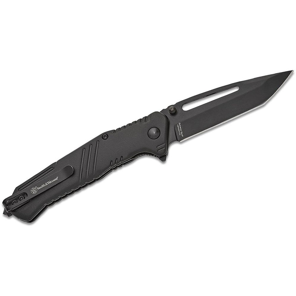 Smith & Wesson Extreme Ops Tanto Folding Knife 3-1/2" Blade Black Glass Breaker