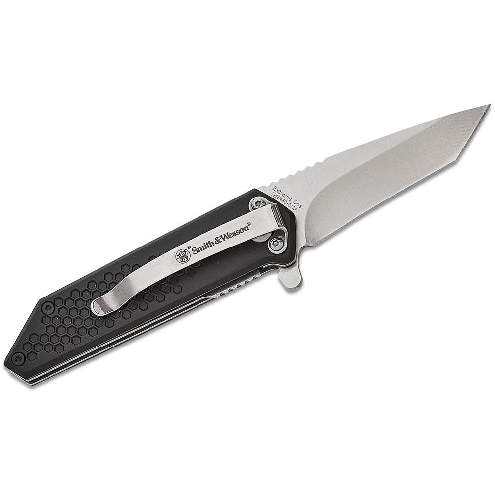 Smith & Wesson Extreme Ops Spring Assist Tanto Folding Knife 2.5" Stonewash Black