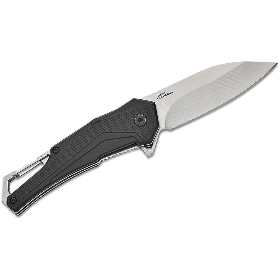 Smith & Wesson Oasis Folding Knife with Carabiner 3" Stainless Blade Black