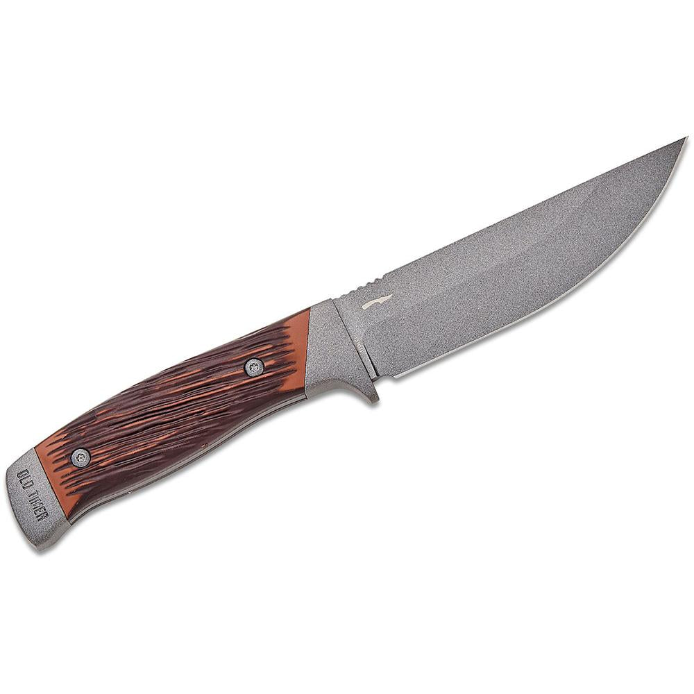 Old Timer Frontier 5" Drop Point Fixed Blade Full Tang Knife with Wood Gift Box