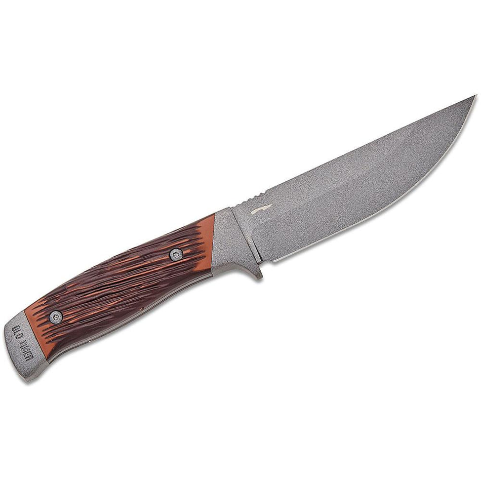 Old Timer Frontier 5" Drop Point Fixed Blade Full Tang Knife with Wood Gift Box