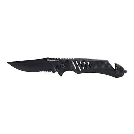 Smith & Wesson Extreme Ops Black Folding Knife 3-1/2" Clip Point with Glass Breaker