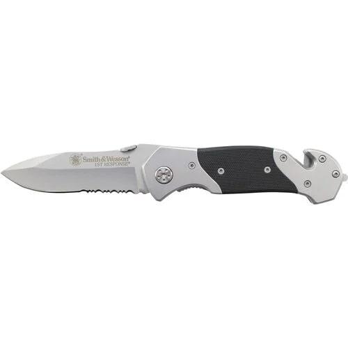 Smith & Wesson 1st Response Drop Point Folding Knife 3-3/10" Blade Black/Silver