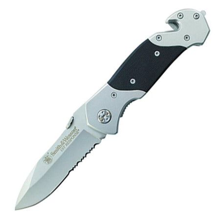 Smith & Wesson 1st Responder Liner Lock Folding Knife 3-3/10" Serrated Drop Point Black Silver