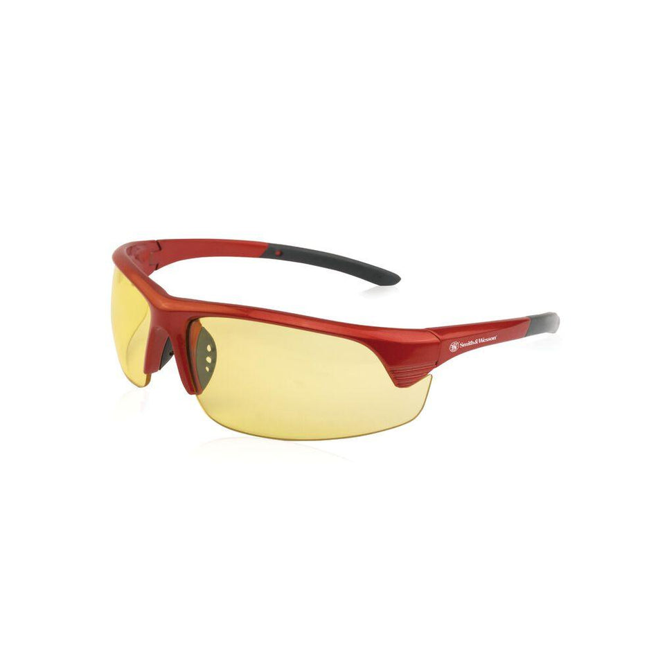 S&W Corporal Half-Frame Shooting Glasses Red with Amber Lenses Z87.1