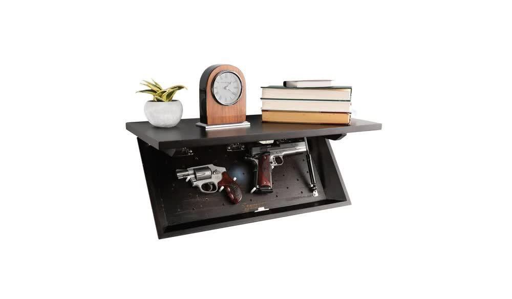Lockdown In Plain Sight Walnut Shelf with Hidden Magnetic Latch Compartment