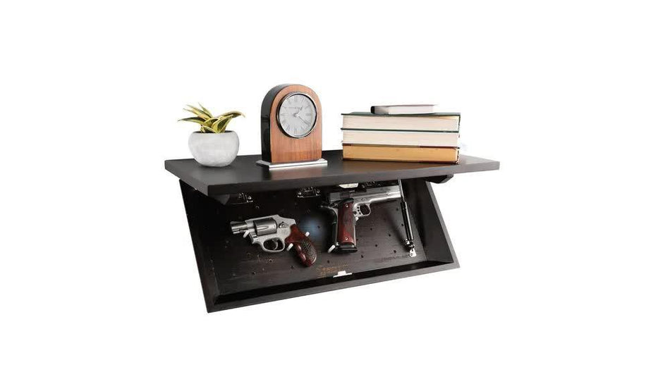 Lockdown In Plain Sight Walnut Shelf with Hidden Magnetic Latch Compartment