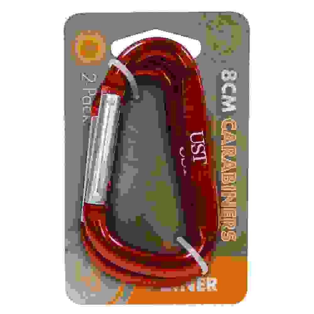 UST Aluminum Carabiner 8cm Assorted Colors 2-Pack PDQ 12-ct