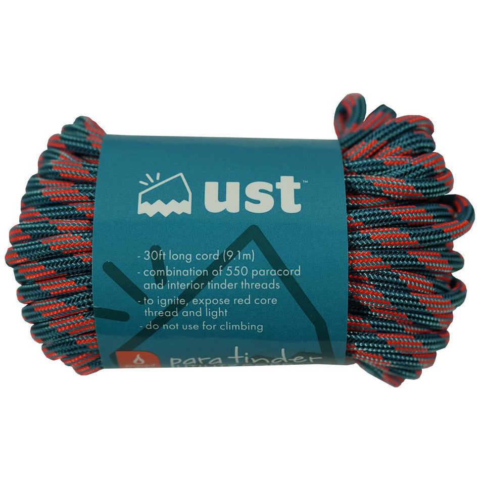 UST ParaTinder 550 Utility Cord with Fire Tinder Orange & Blue - 30 Feet