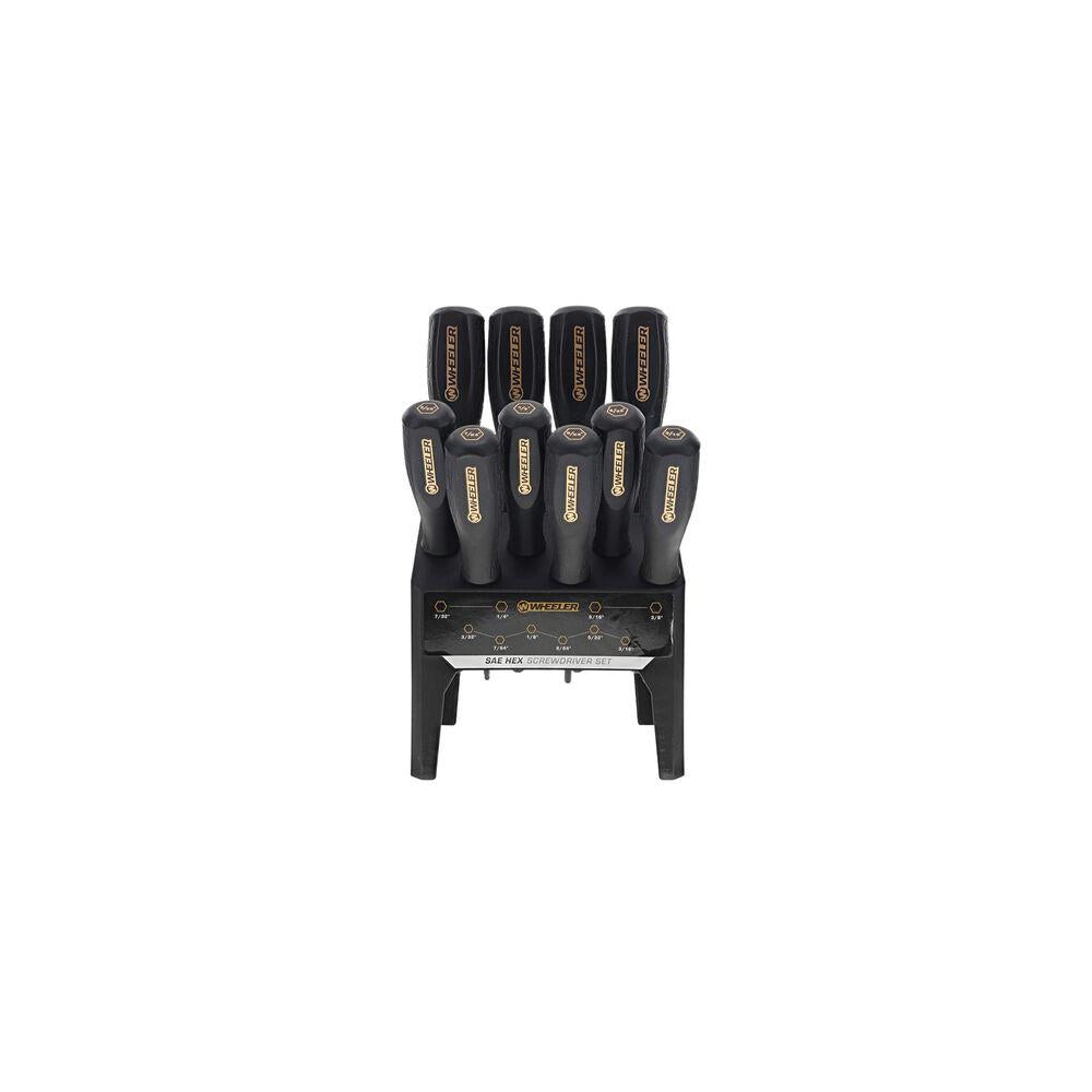 Wheeler 10-Piece SAE Hex Screwdriver Benchtop Set Black