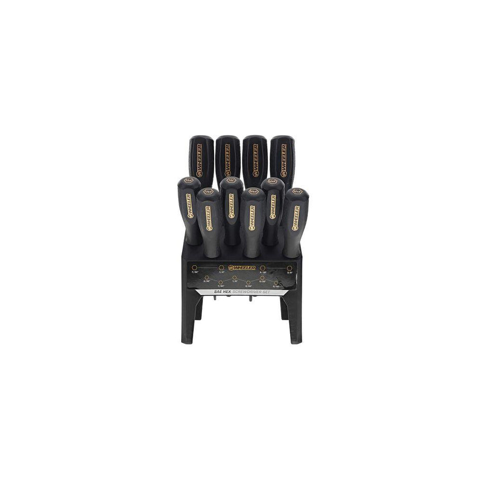 Wheeler 10-Piece SAE Hex Screwdriver Benchtop Set Black