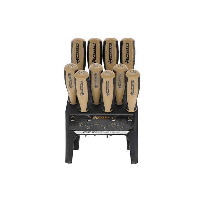 Wheeler Metric Hex Screwdriver Set with Benchtop Stand 10/ct
