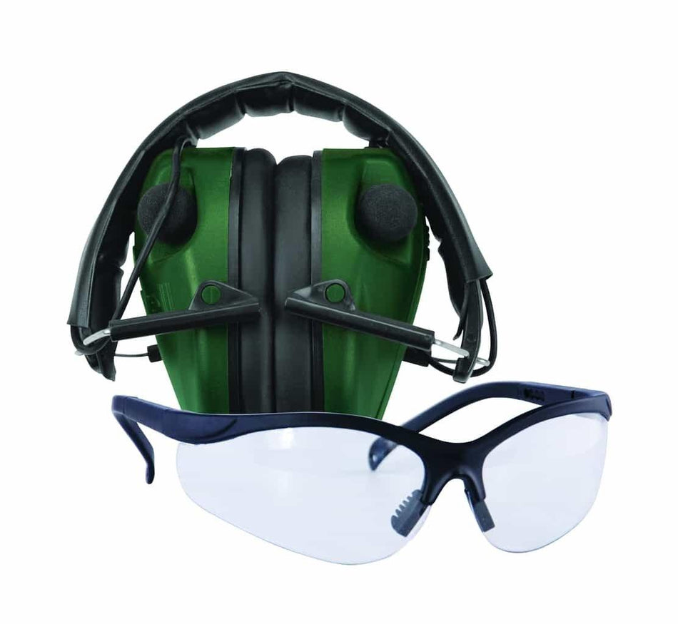 Caldwell E-MAX LoPro Electronic Ear Muffs and Shooting Safety Glasses Combo