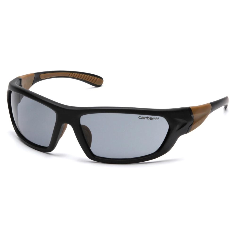 Pyramex Carbondale Shooting Glasses Black/Tan Frame with Grey Lens