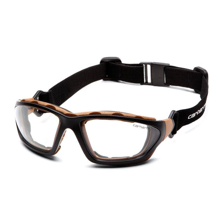 Pyramex Carhartt Carthage Safety Shooting Glasses Black/Tan with Clear Anti-Fog Lens