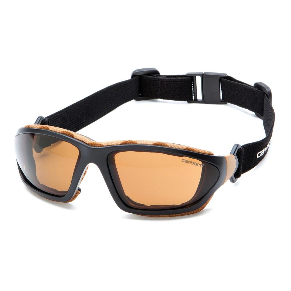 Pyramex Carhartt Carthage Safety Shooting Glasses Black/Tan with Bronze Anti-Fog Lens
