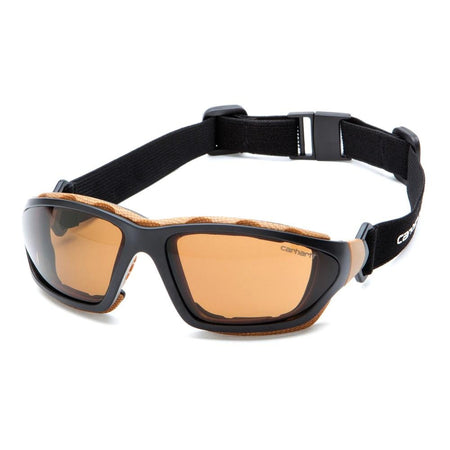 Pyramex Carhartt Carthage Safety Shooting Glasses Black/Tan with Bronze Anti-Fog Lens