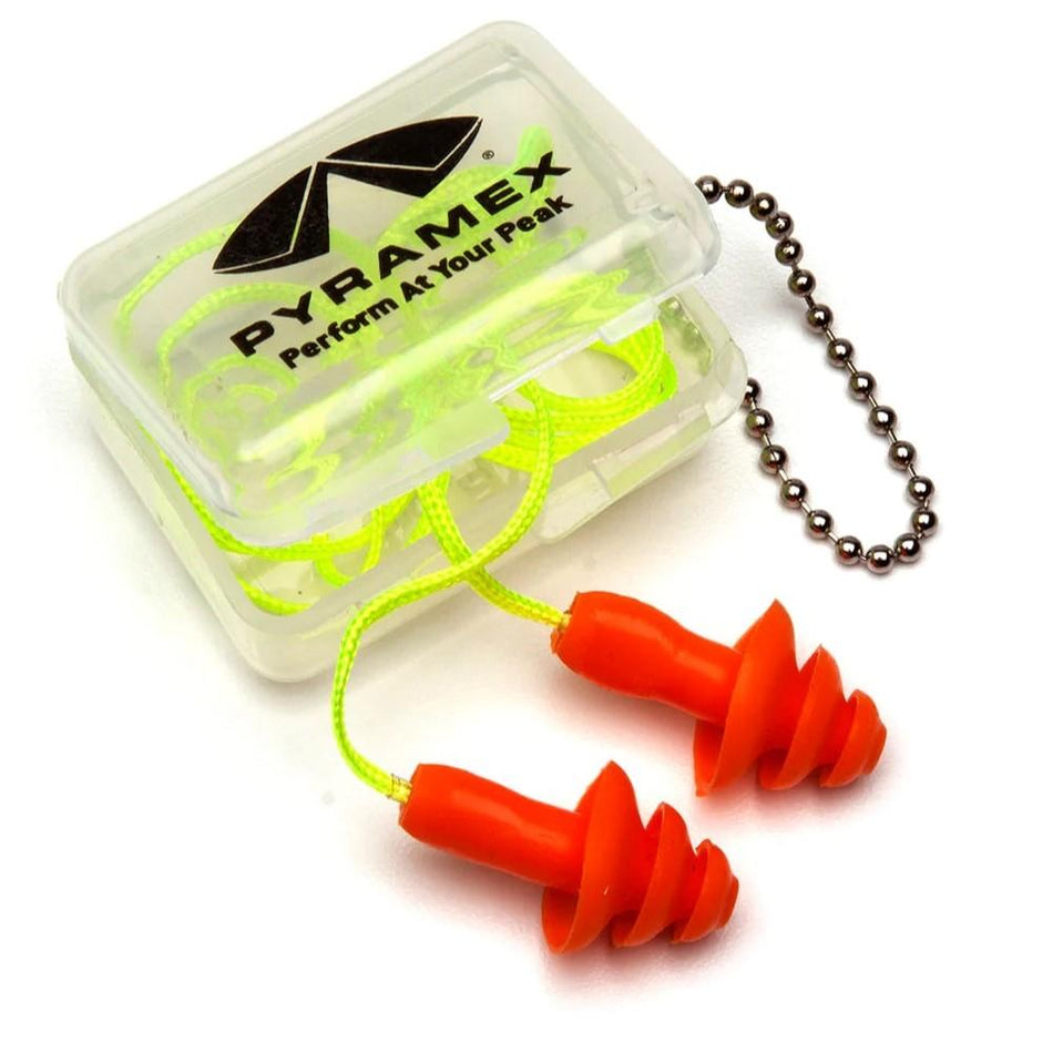 Pyramex 25dB NRR Reusable Orange Earplugs with Plastic Case