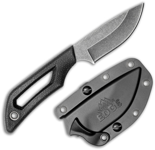 Outdoor Edge Pivot 2.5" Fixed Blade Drop Point Black/Stonewash SS w/ Sheath