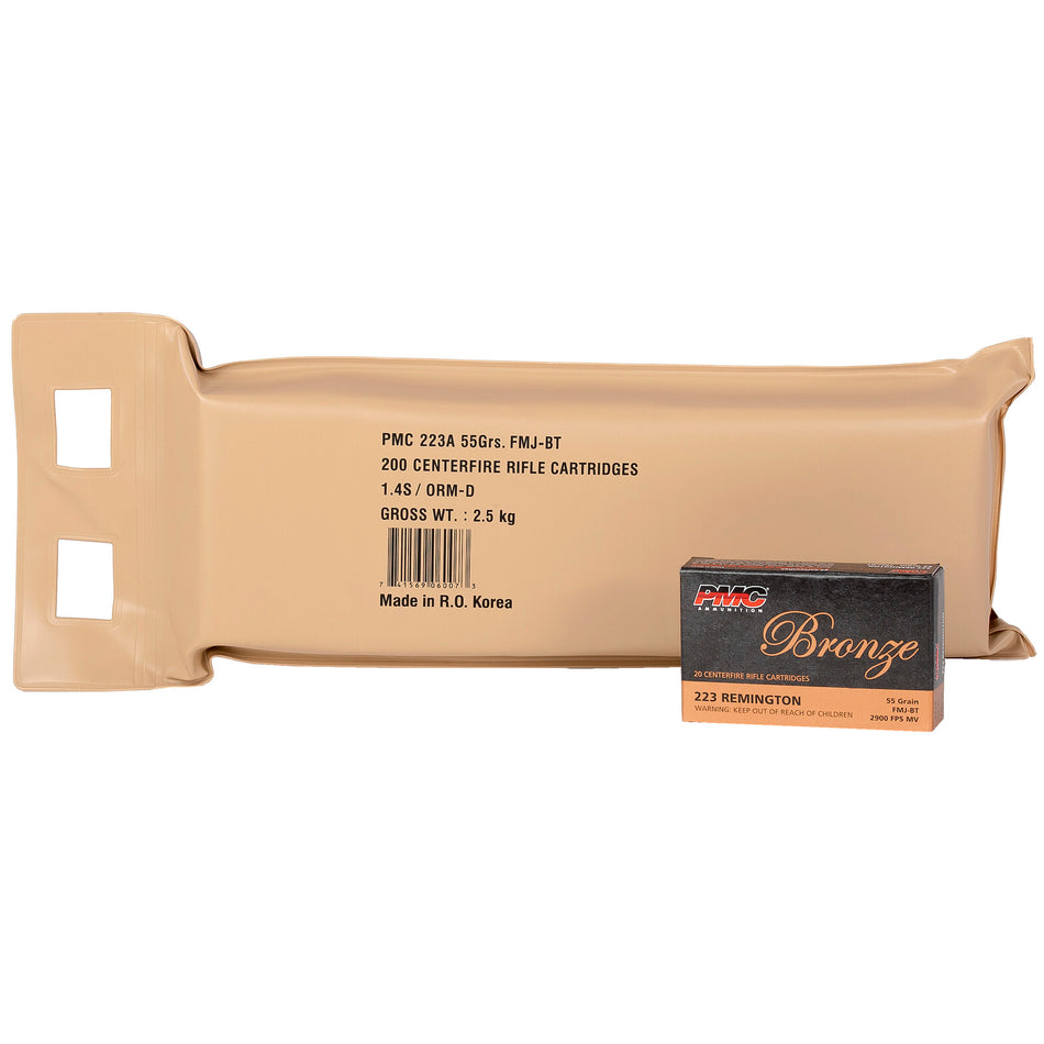PMC .223 Remington 223ABP Bronze Battle Pack Full Metal Jacket Boat Tail FMJBT 55 Grain
