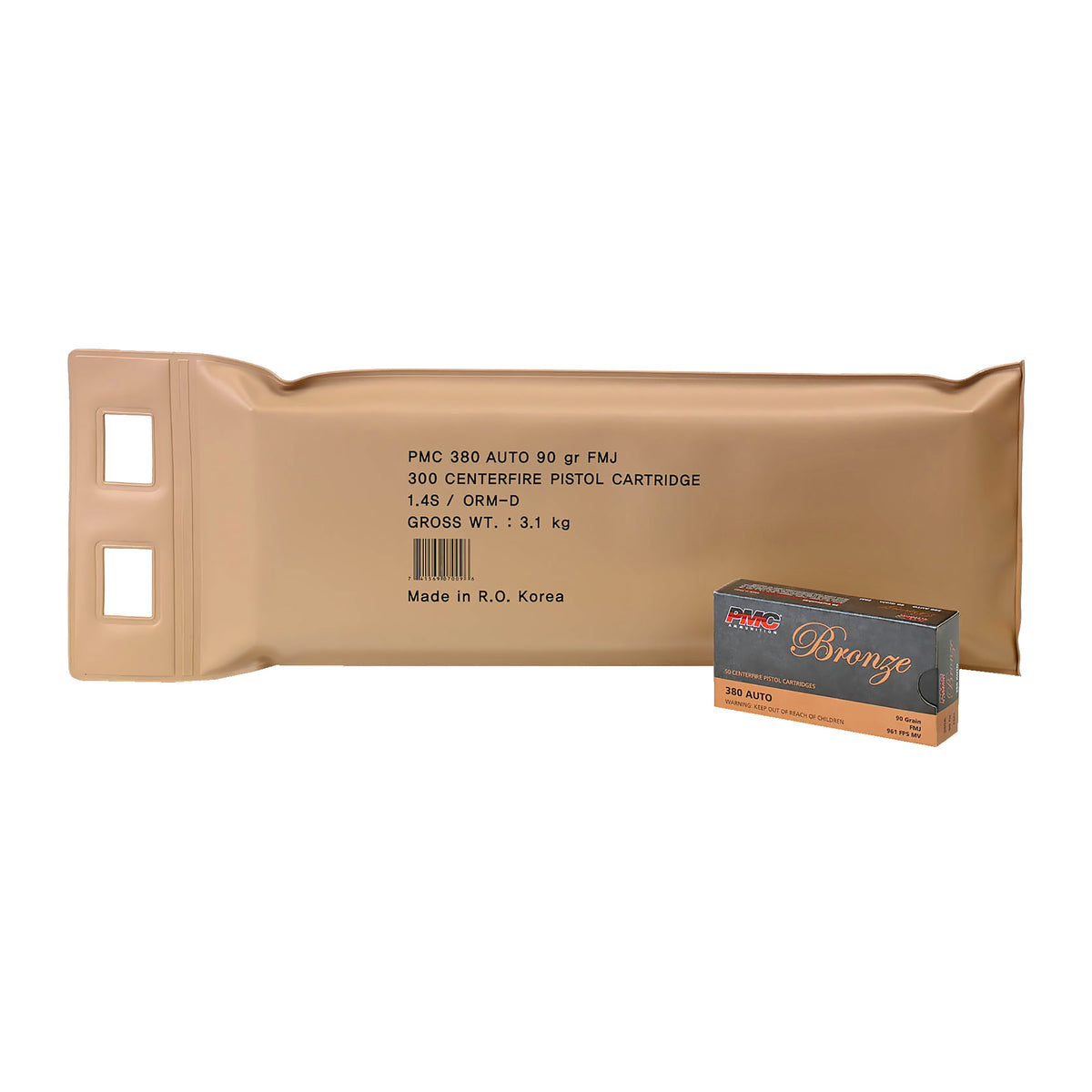 PMC .380 ACP/Auto 380ABP Bronze Full Metal Jacket FMJ 90 Grain