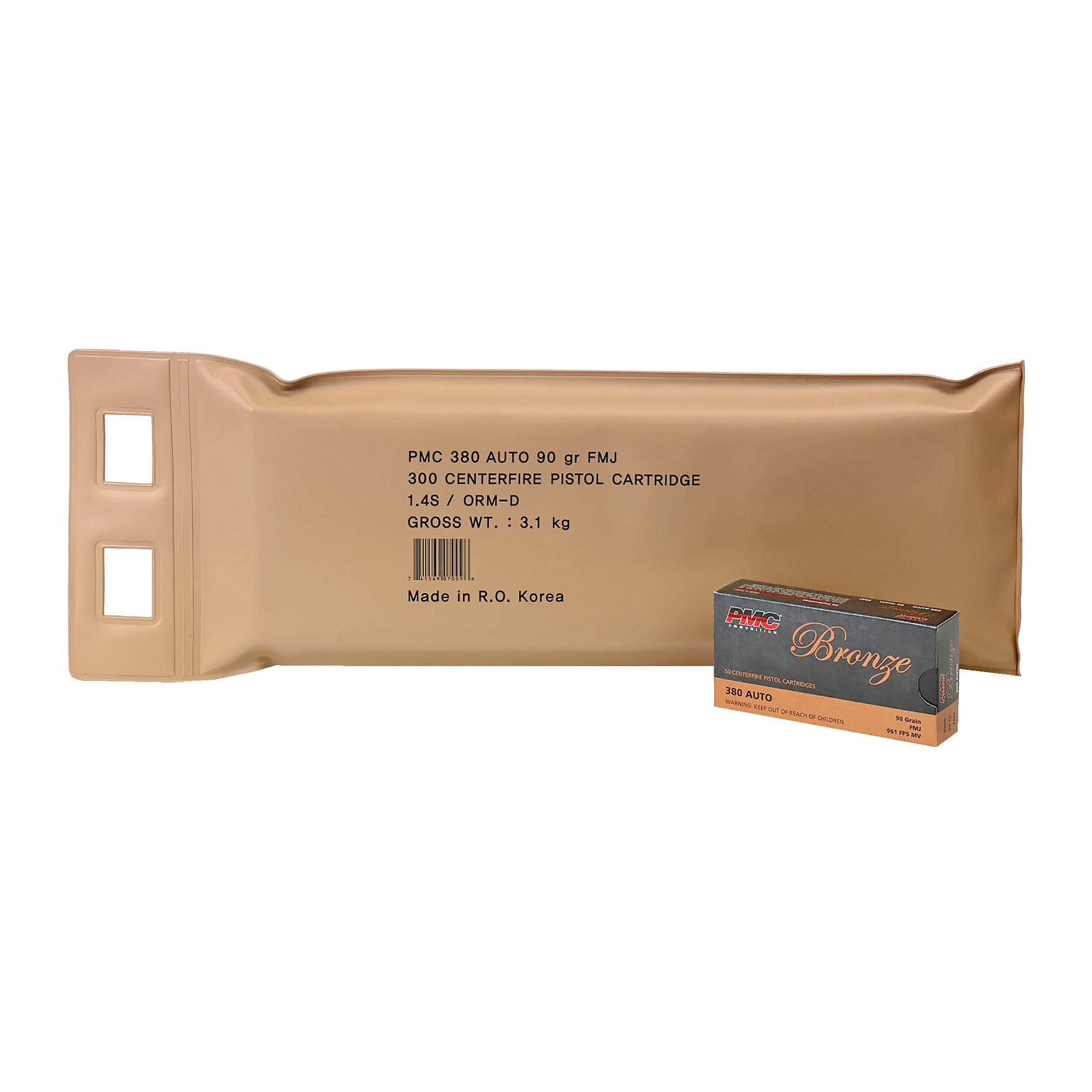 PMC .380 ACP/Auto 380ABP Bronze Full Metal Jacket FMJ 90 Grain