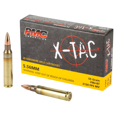 PMC 5.56x45mm NATO 5.56X X-Tac Full Metal Jacket Boat Tail FMJBT 55 Grain