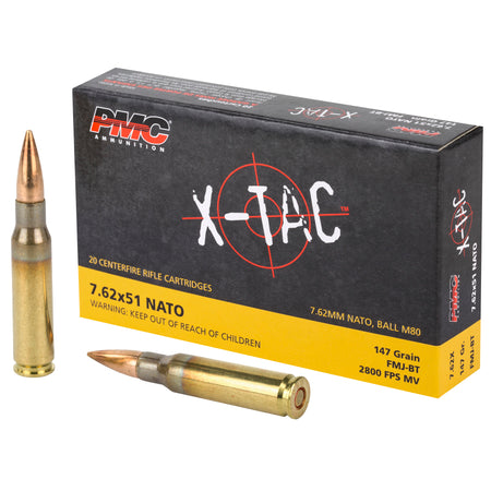 PMC .308 Win / 7.62x51mm 7.62X X-Tac Full Metal Jacket Boat Tail FMJBT 147 Grain