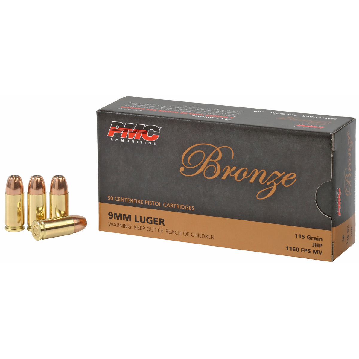 PMC 9mm Luger/Parabellum 9B Bronze Jacketed Hollow Point JHP 115 Grain