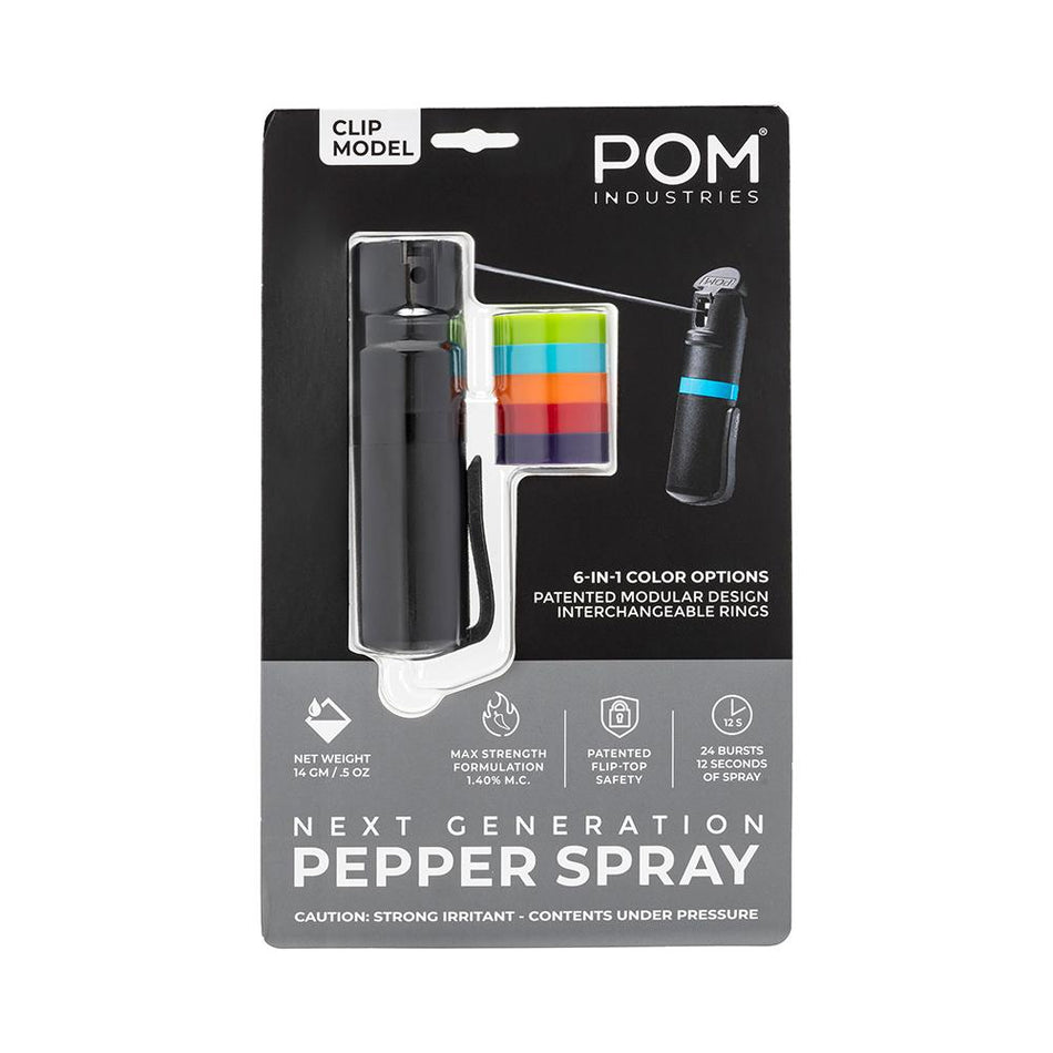 POM Black Clip-On Pepper Spray for Everyday Carry