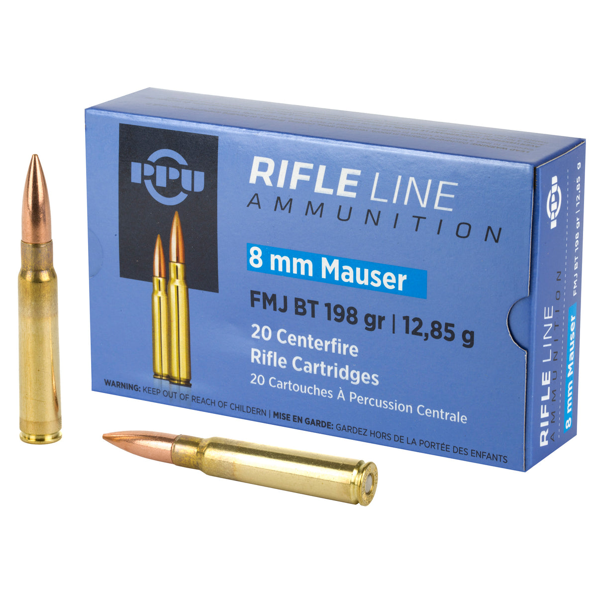Prvi Partizan 8mm Mauser PP8F 8605003812920 Full Metal Jacket Boat Tail FMJBT 198 Grain