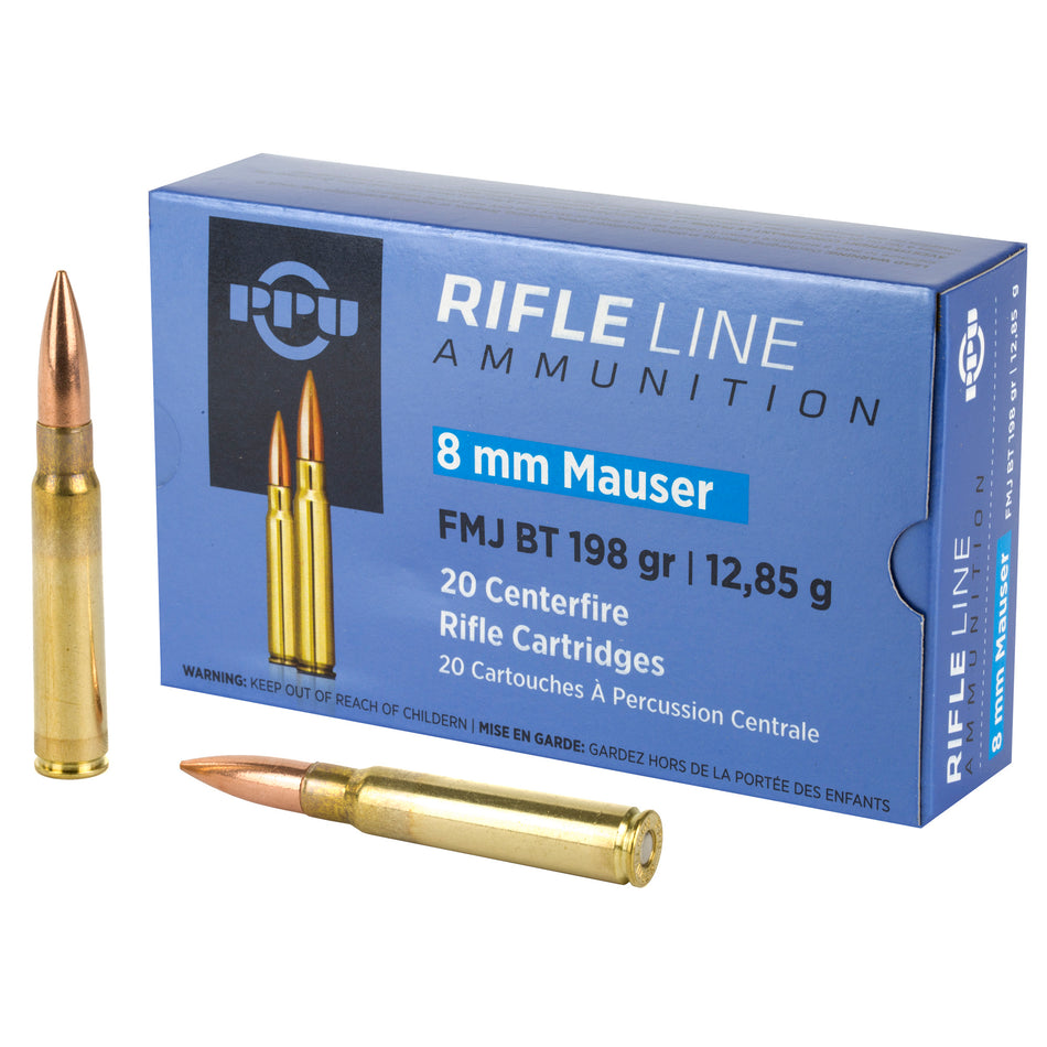 Prvi Partizan 8mm Mauser PP8F 8605003812920 Full Metal Jacket Boat Tail FMJBT 198 Grain