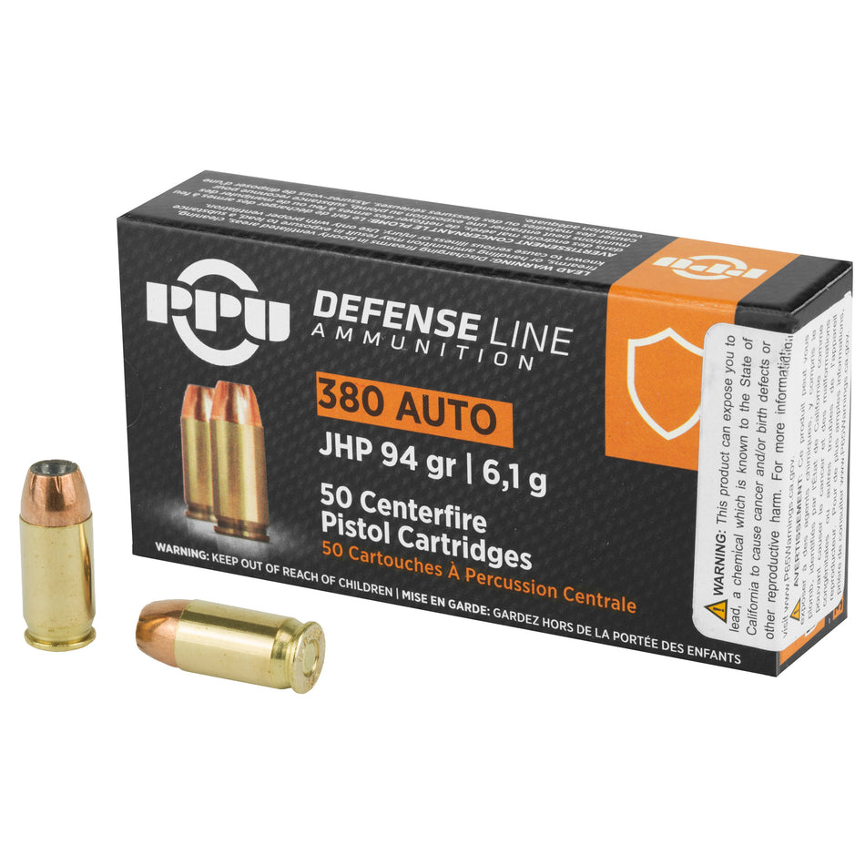 Prvi Partizan .380 ACP/Auto PPD380A Handgun Defense Jacketed Hollow Point JHP 94 Grain