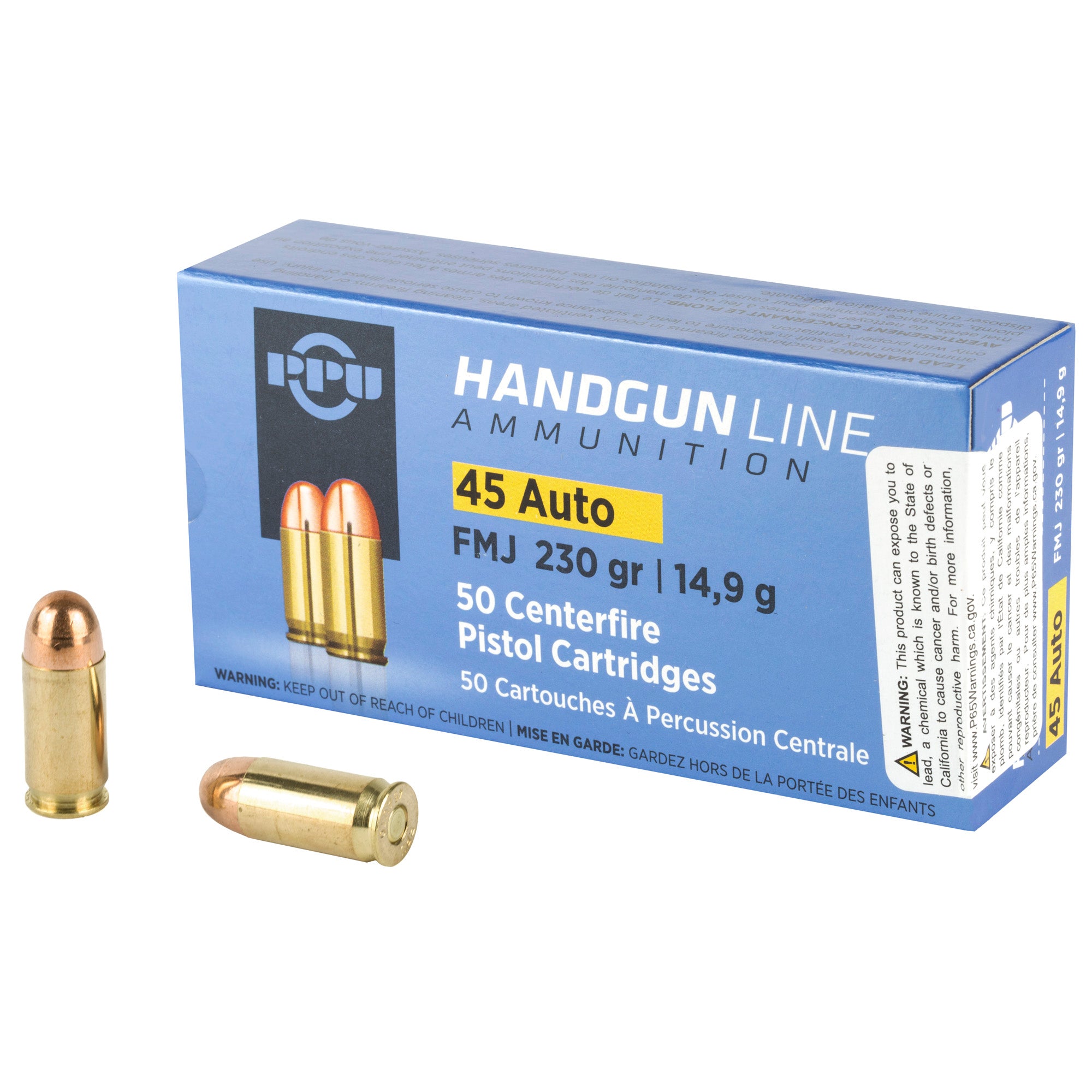 Prvi Partizan .45 ACP/Auto Handgun Ammo Handgun Full Metal Jacket FMJ 230 grain 