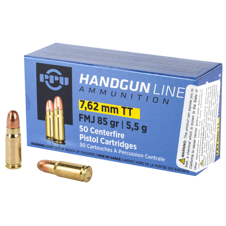 Prvi Partizan 7.62x25mm Tokarev PPH7TF Full Metal Jacket FMJ 85 Grain