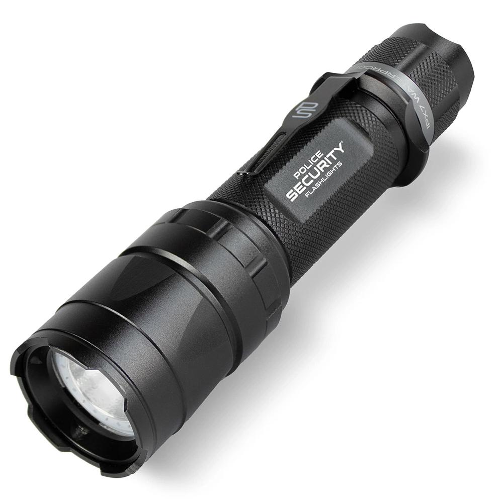 Police Security Trac Tact RX 1500 Lumen Rechargeable Multi-Mode Flashlight Black