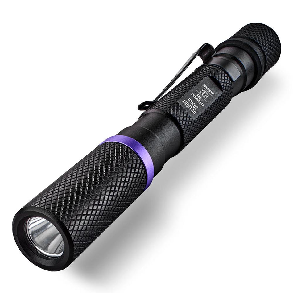 Police Security UV 395NM Ultraviolet Flashlight Black Aluminum Penlight