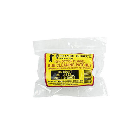 Pro-Shot .38-.45 Caliber Cotton Flannel Bore Patches 100 ct