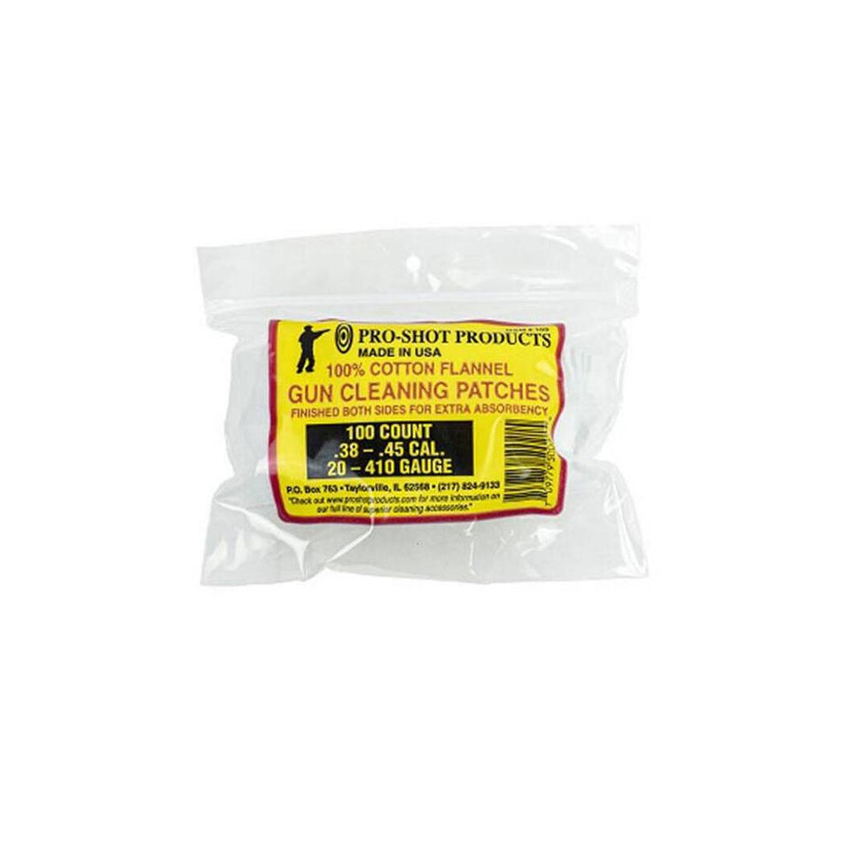 Pro-Shot .38-.45 Caliber Cotton Flannel Bore Patches 100 ct