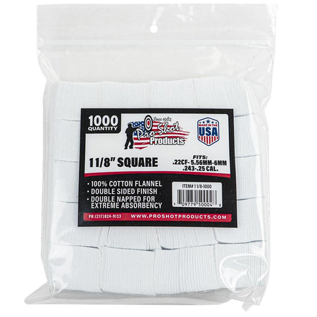 Pro-Shot 1 1/8" Square Cotton Flannel Gun Patches 1000/ct
