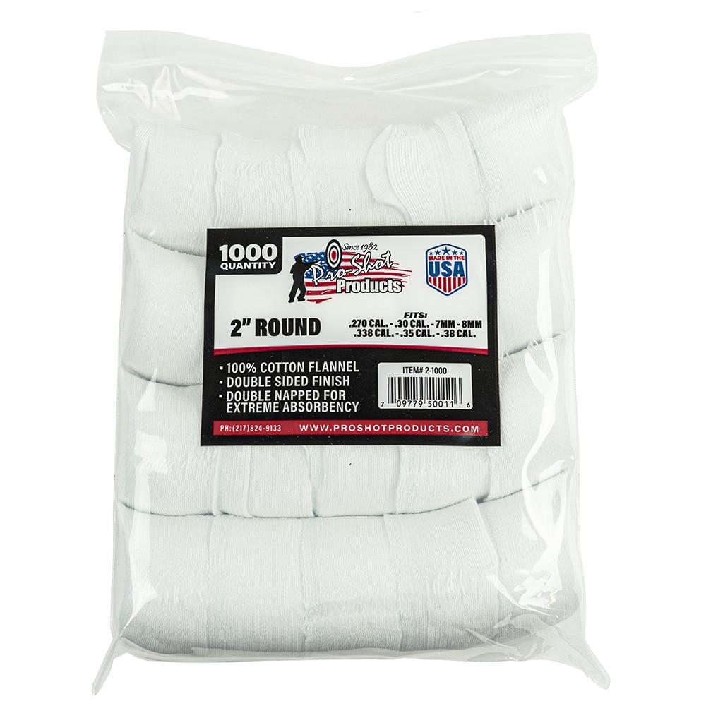 Pro-Shot 2 Inch Round Cotton Gun Cleaning Patches 1000/ct