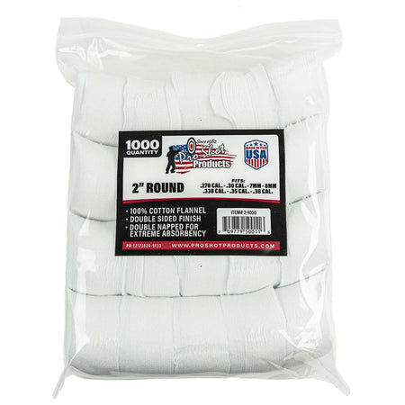 Pro-Shot 2 Inch Round Cotton Gun Cleaning Patches 1000/ct