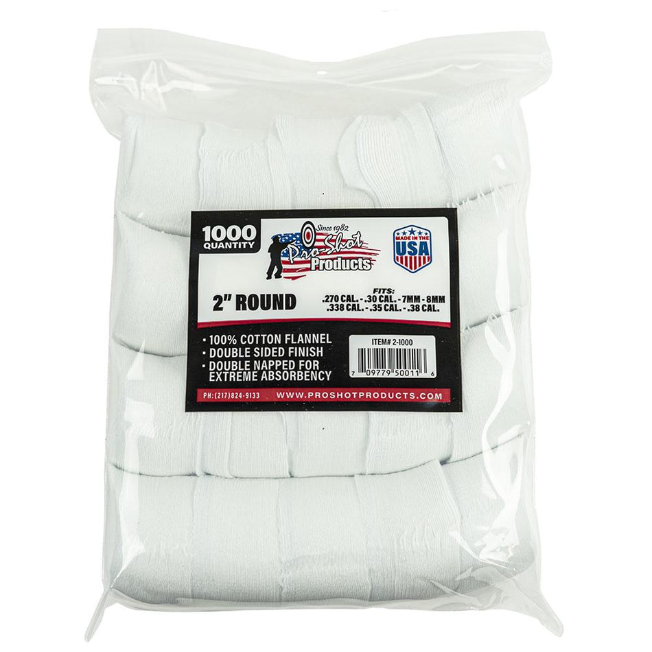 Pro-Shot 2 Inch Round Cotton Gun Cleaning Patches 1000/ct