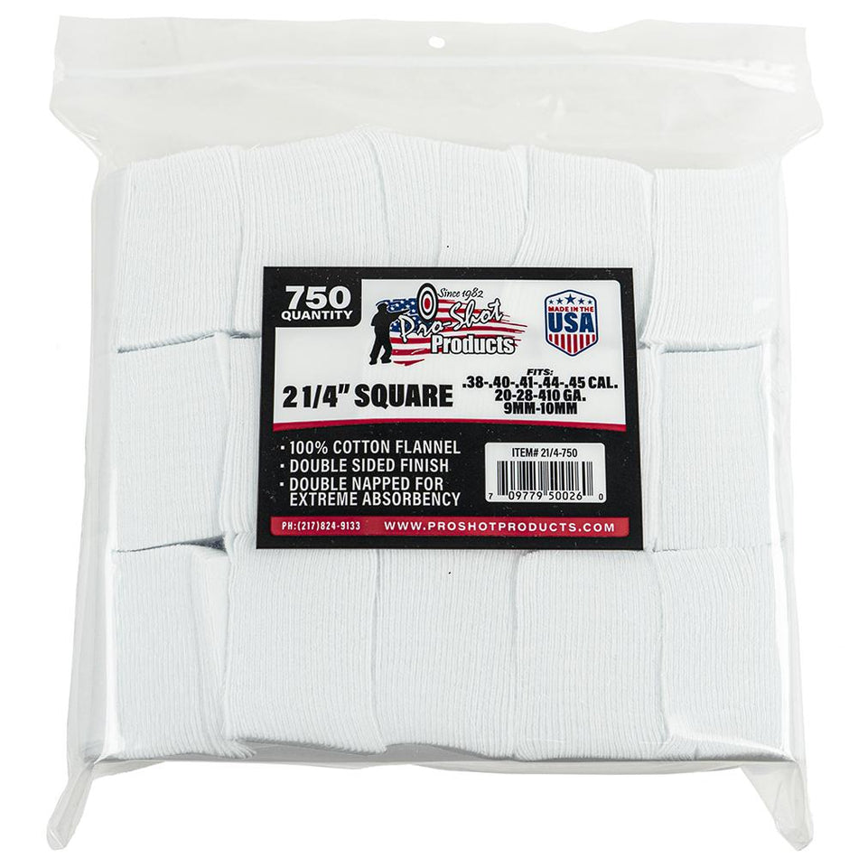 Pro-Shot 750ct 2-1/4" Square Cotton Flannel Gun Cleaning Patches