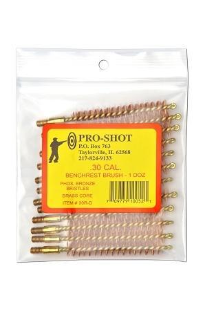 Pro-Shot .30 Cal Benchrest Quality Bronze Rifle Cleaning Brush 12 Count