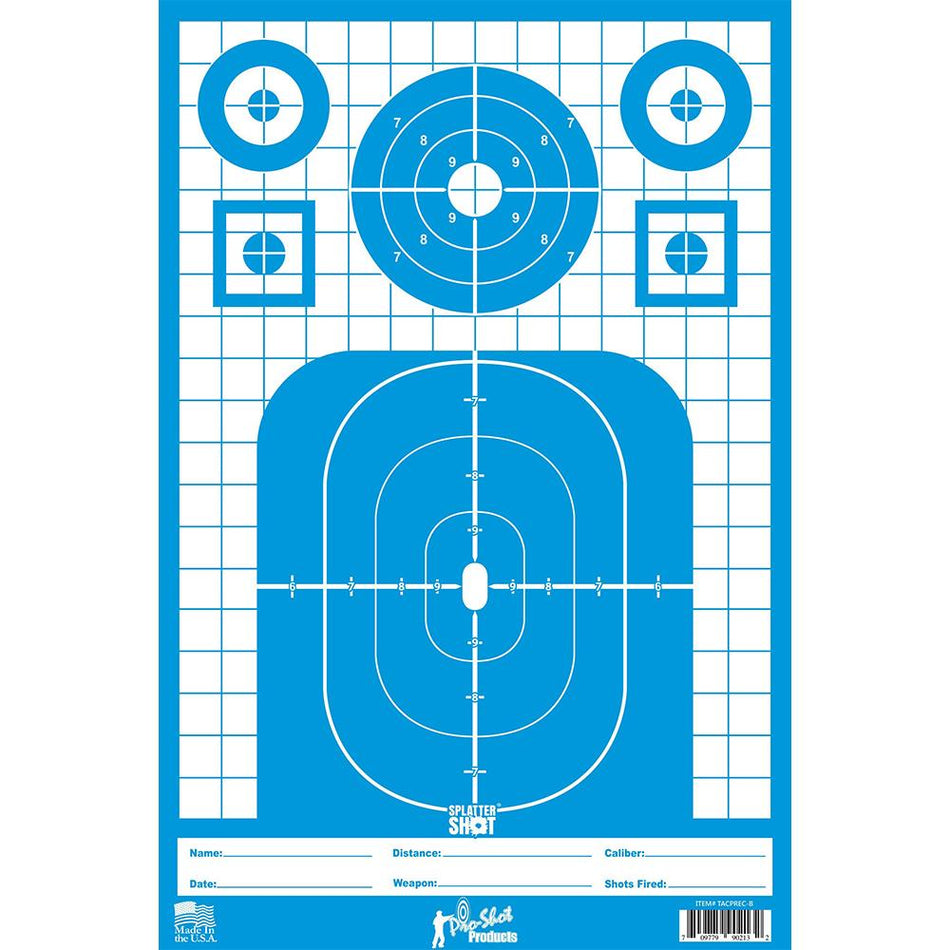 Tactical Precision 12x18 Blue Splattershot Shooting Target 8ct