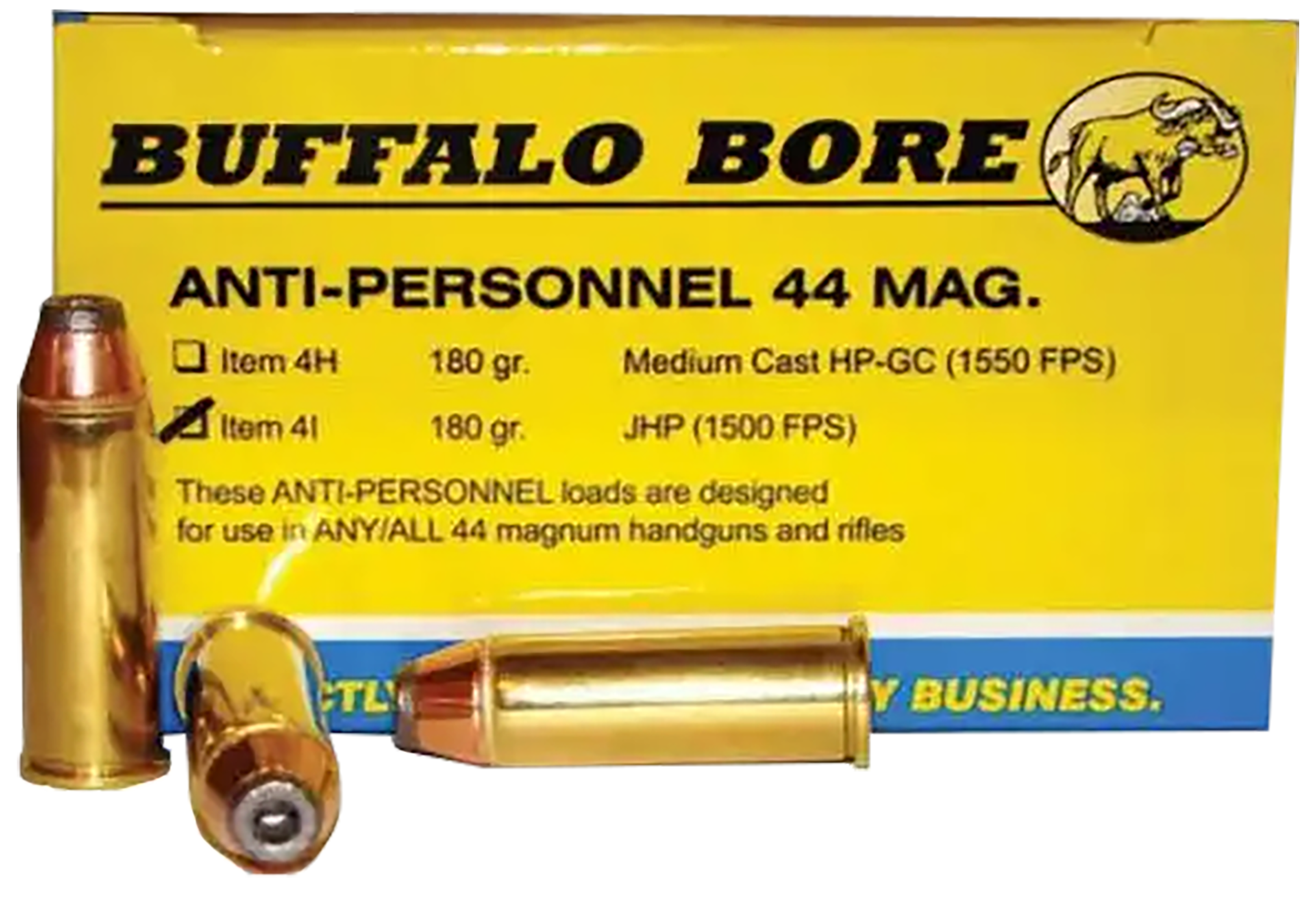 Buffalo Bore .44 Magnum 4I20 Anti-Personnel Jacketed Hollow Point JHP 180 Grain