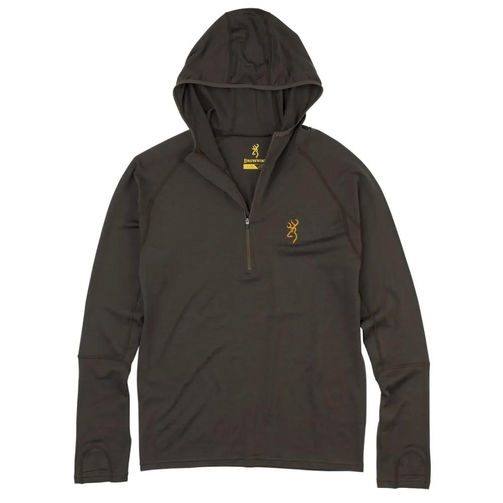 Browning Men's Merino Hooded Base Layer Shirt Major Brown S